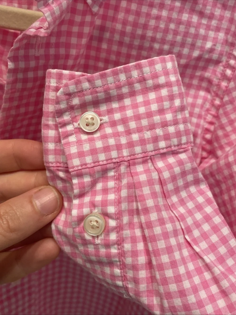 Ralph Lauren Kids 3T Pink Checkered Long Sleeve Button Down Shirt Pony Logo